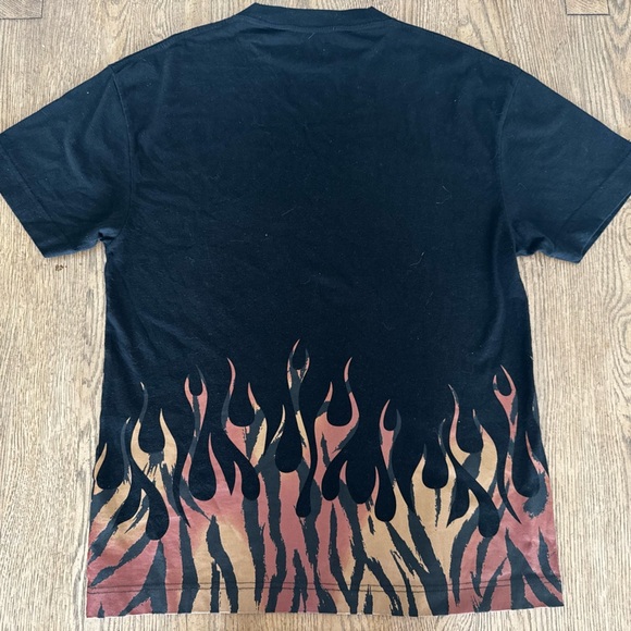 Palm Angels Flames Graphic Tee Black Red Designer Streetwear T-Shirt Medium - Picture 7 of 8